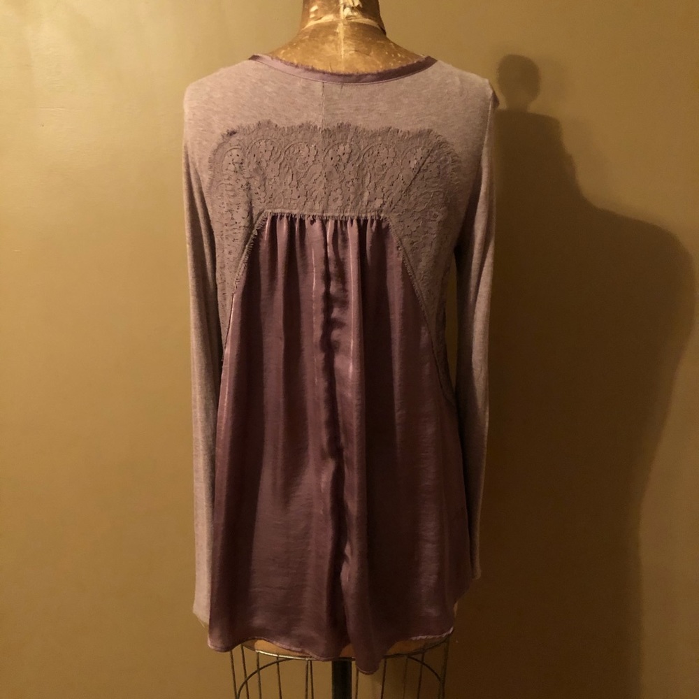 Anthropologie Bordeaux Long Sleeve Top - Picture 3 of 5